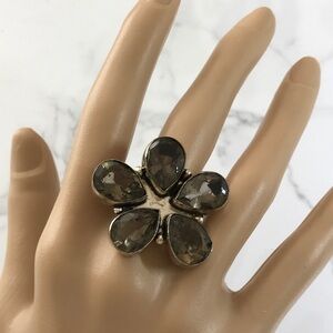 Vintage Huge Sterling Brown Gemstone Ring